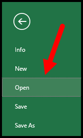 open option in excel file