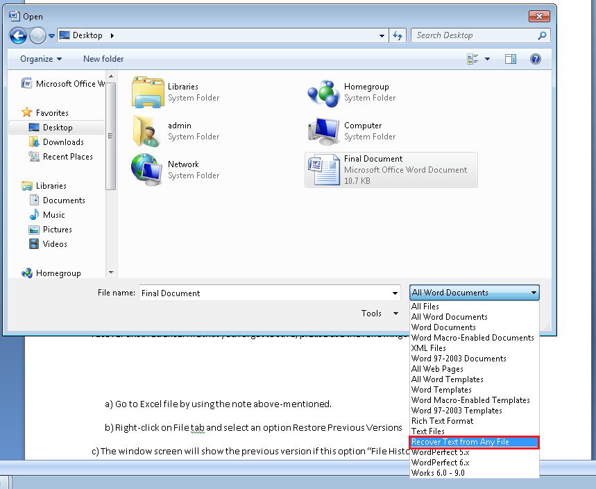 How To Recover Text From Any Word File In MS Word Application